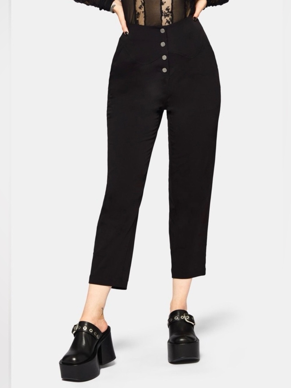 NWT Disturbia Venere Shaped Waistband Gothic Tapered Trousers Size US 8